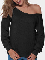 Wholesale One Shoulder Plain Long Sleeve T-Shirts