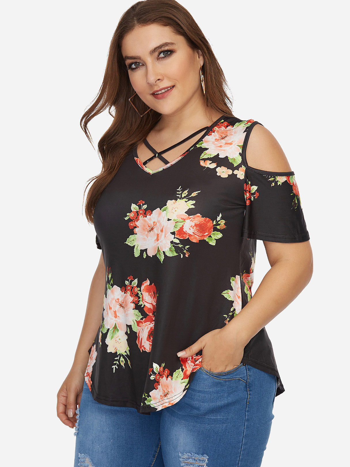 OEM Ladies Black Plus Size Tops