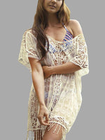 Wholesale White Embroidered Crochet Lace Embellished Beachwear