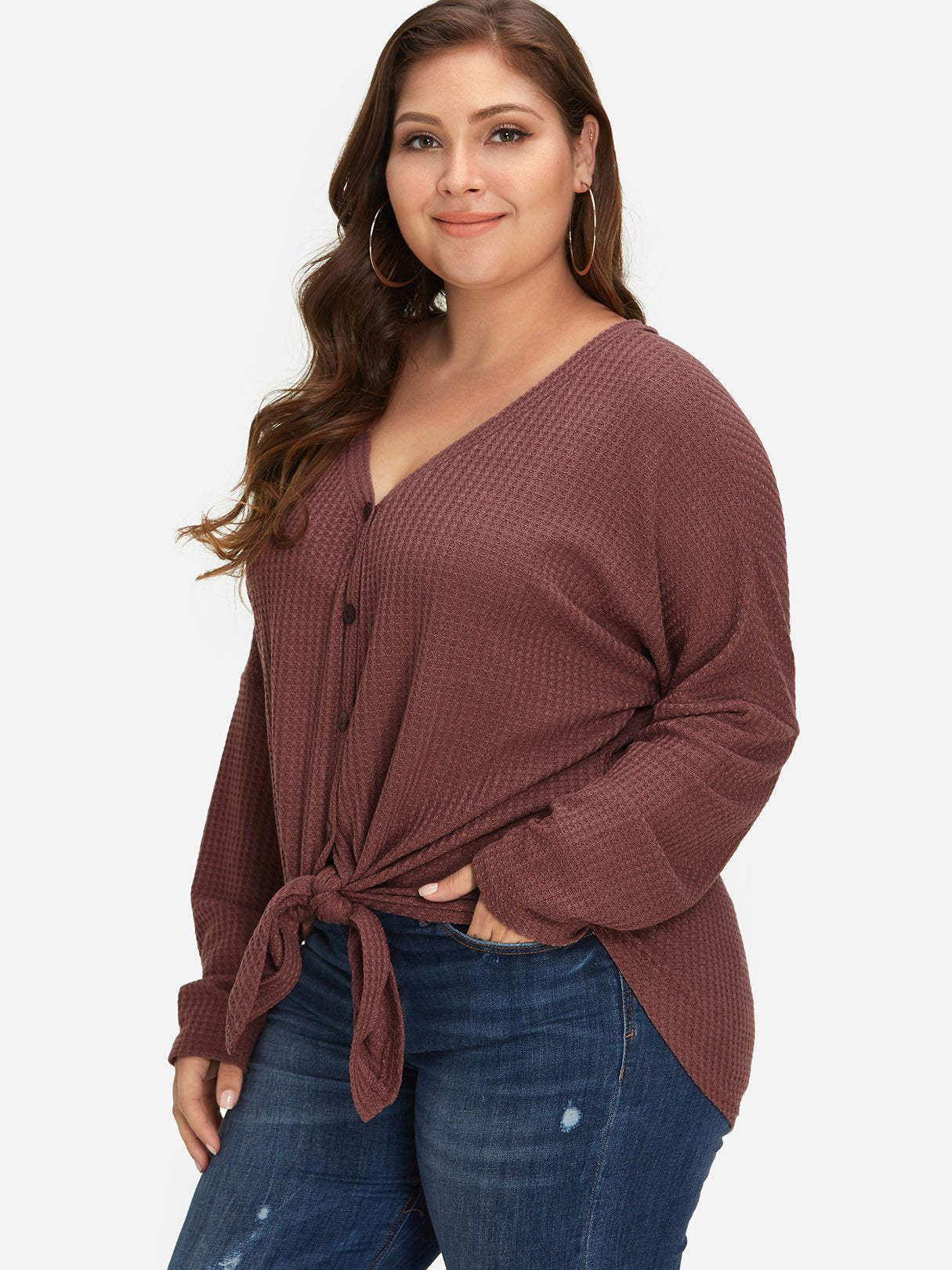 OEM Ladies Coffee Plus Size Tops