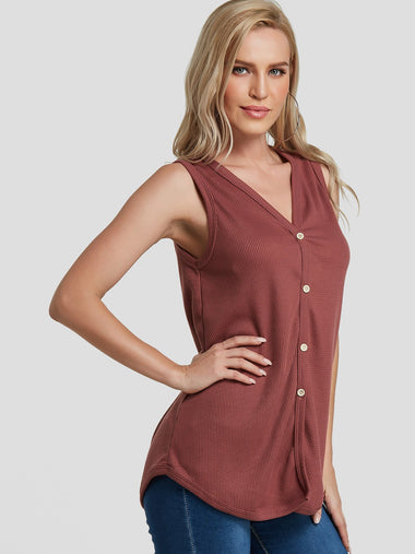 Wholesale V-Neck Sleeveless Red Tank Top