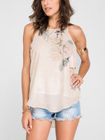 Wholesale Round Neck Sleeveless Floral Print Camis