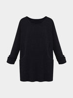Wholesale Black Round Neck Long Sleeve Plain Shirt Dresses