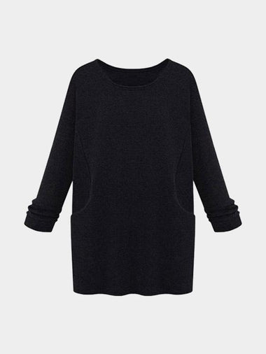 Wholesale Black Round Neck Long Sleeve Plain Shirt Dresses