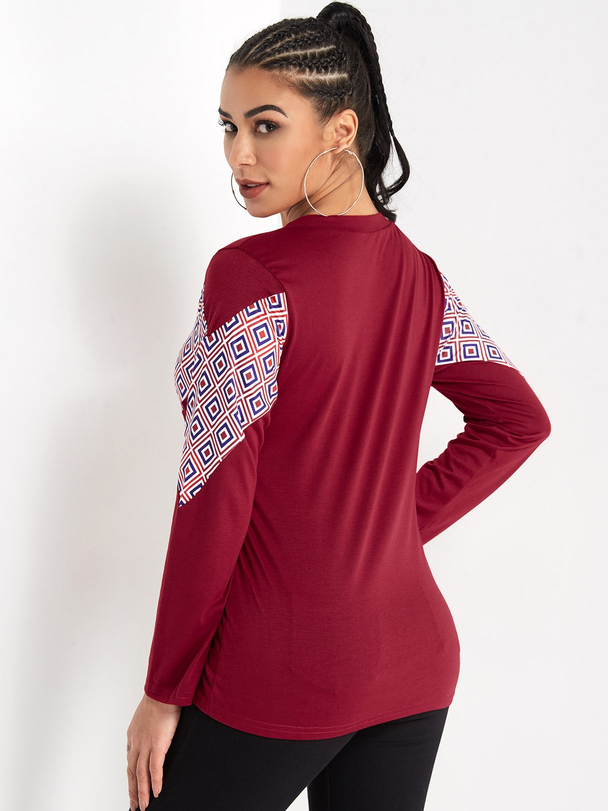 NEW FEELING Womens Burgundy T-Shirts