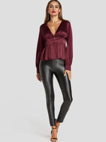 NEW FEELING Womens Burgundy Blouses