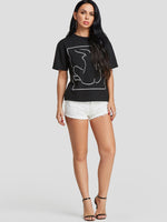 NEW FEELING Womens Black T-Shirts