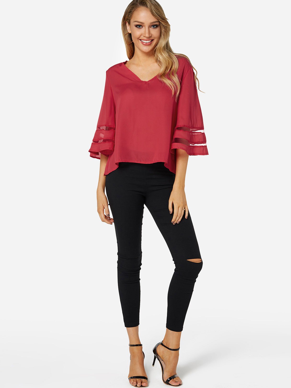 OEM ODM Ladies Blue Blouses