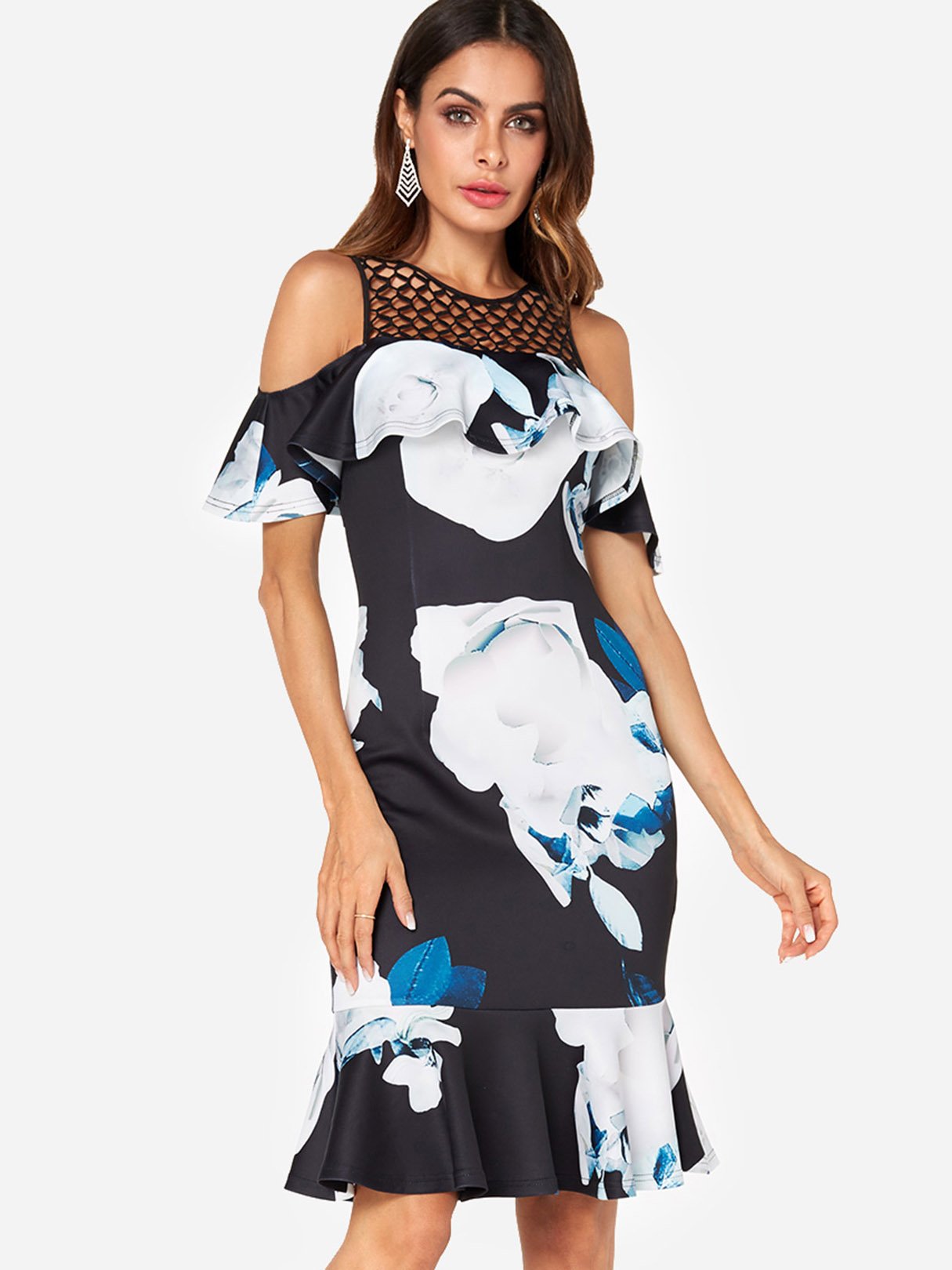 ODM Long Sleeve Velvet Choker Dress