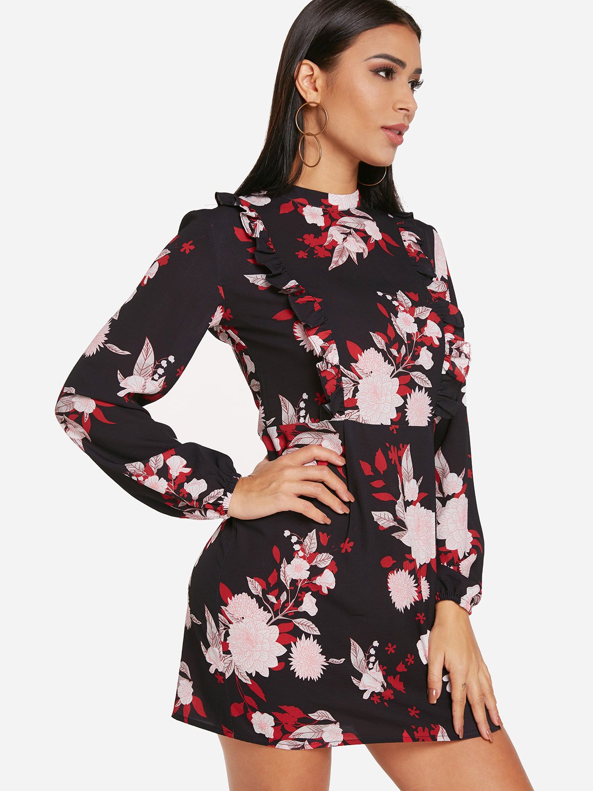 OEM Ladies Black Floral Dresses