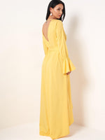 NEW FEELING Womens Yellow V-Neck Dresses