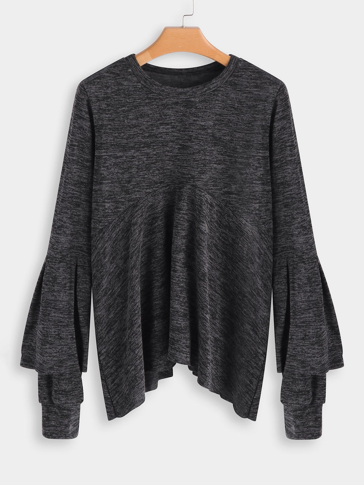 Wholesale Round Neck Long Sleeve Dark Grey T-Shirts