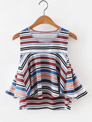 Wholesale Round Neck Stripe Tiered Sleeveless Camis