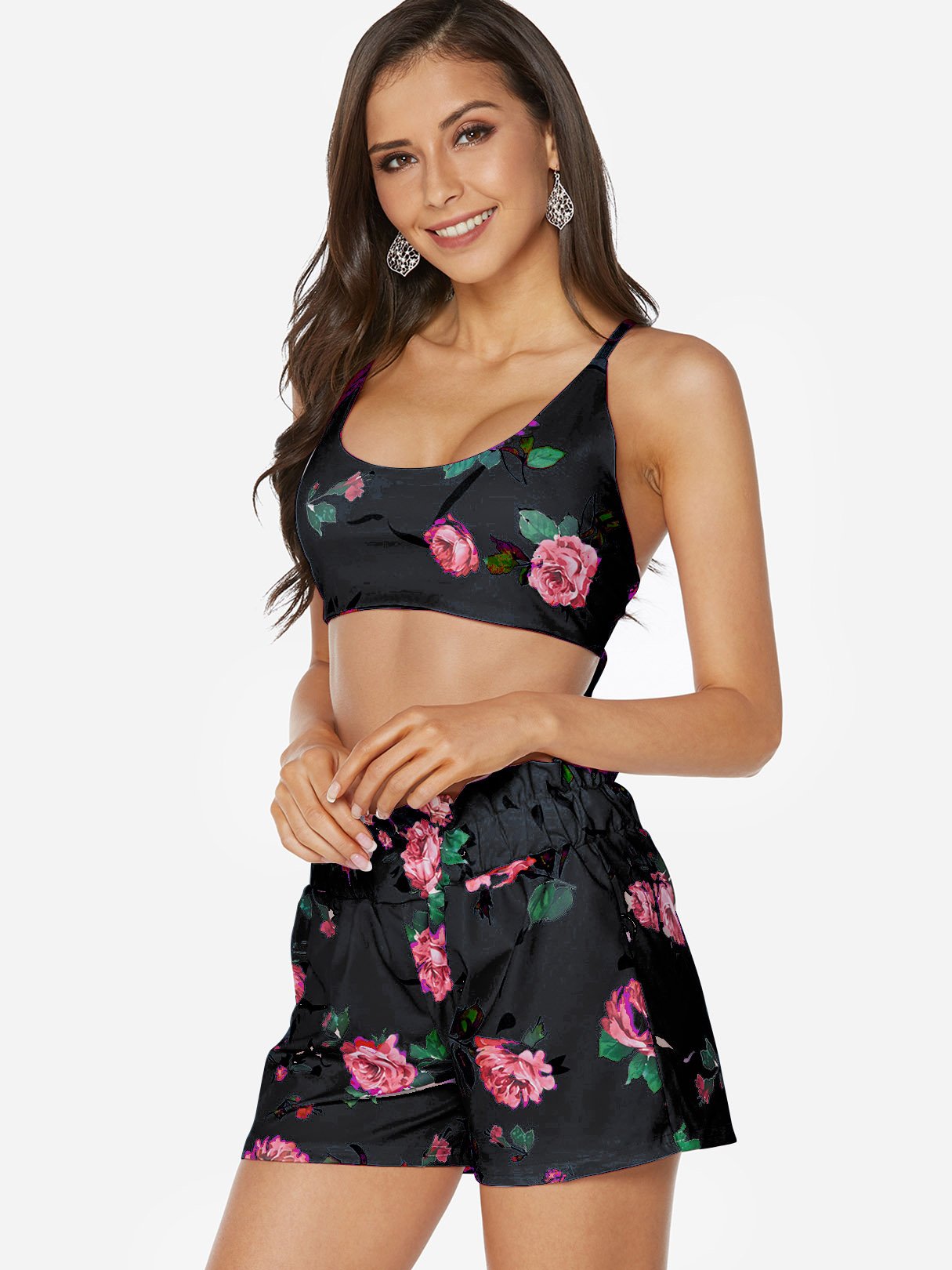 Custom Womens Floral Print Two Piece Outfits