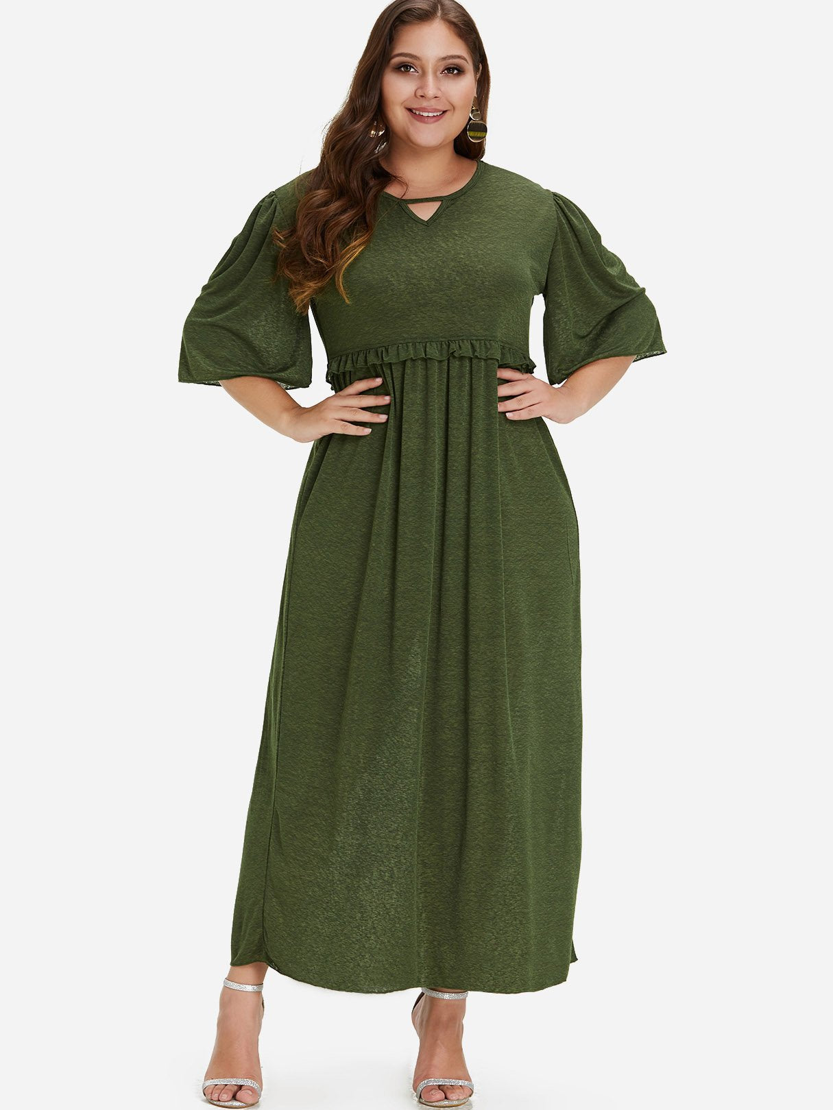 Custom Ladies V-Neck Plus Size Dress