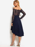 NEW FEELING Womens Navy Off The Shoulder Dresses