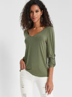 Wholesale Olive V-Neck Cozy Tee