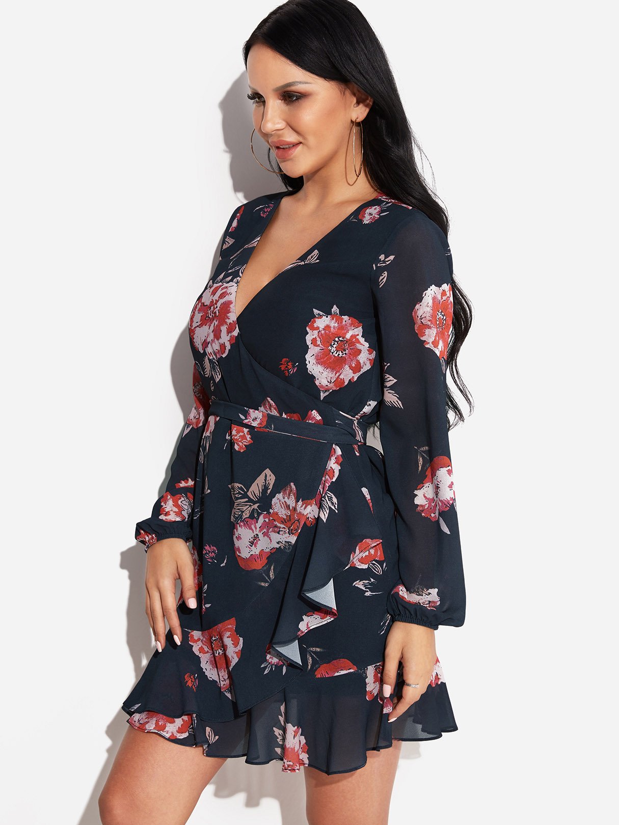 OEM Ladies Black Floral Dresses