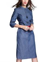 OEM Ladies Blue Shirt Dresses