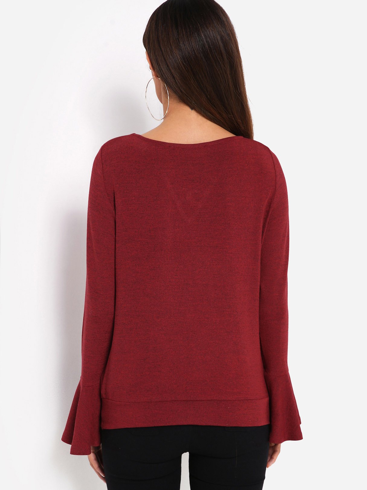 NEW FEELING Womens Burgundy T-Shirts