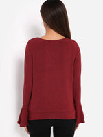 NEW FEELING Womens Burgundy T-Shirts