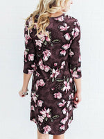 NEW FEELING Womens Coffee Floral Dresses