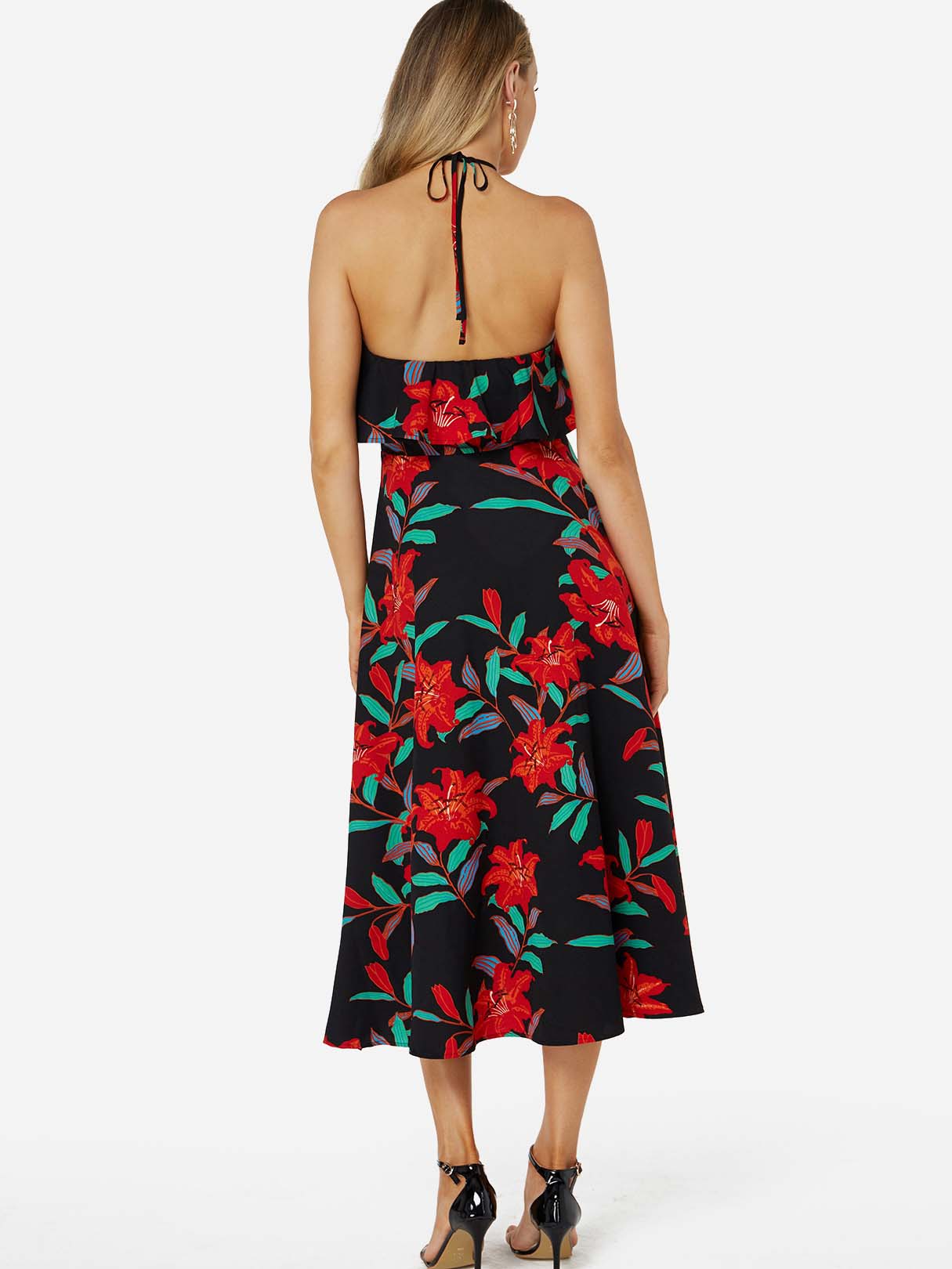 NEW FEELING Womens Black Floral Dresses