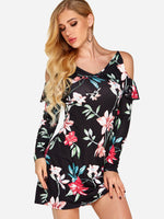 OEM Ladies Black Floral Dresses