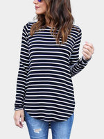 Wholesale Round Neck Star Long Sleeve Curved Hem Black Top