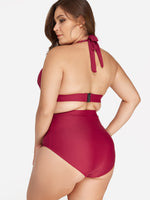 NEW FEELING Womens Burgundy Plus Size Swimwear