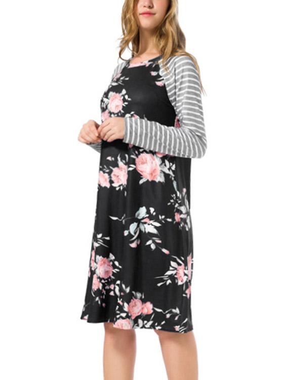 OEM Ladies Black Floral Dresses