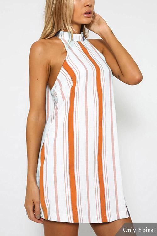 Custom Womens Striped Mini Dresses