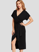 OEM Ladies Black V-Neck Dresses