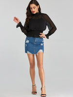 NEW FEELING Womens Black Blouses