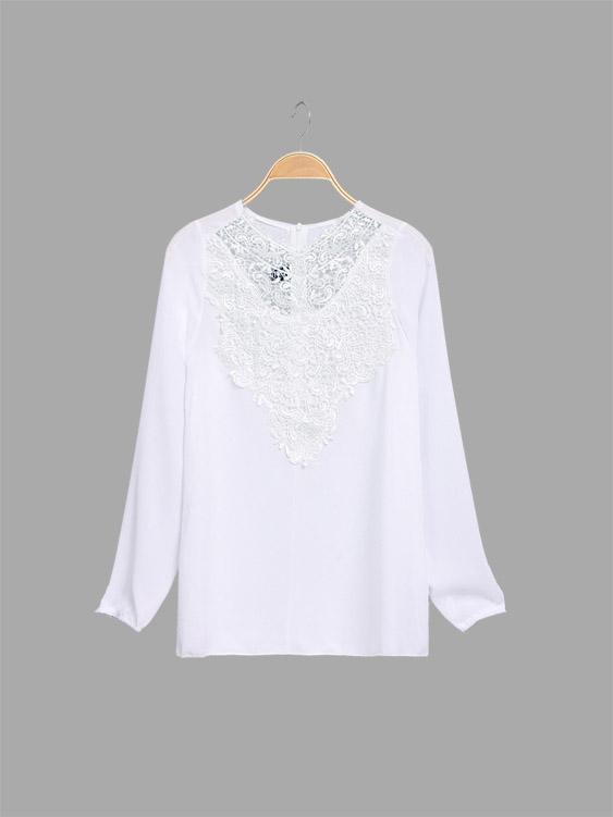 Wholesale White Long Sleeve Lace Chiffon Dresses