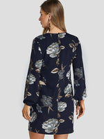 NEW FEELING Womens Dark Blue Floral Dresses