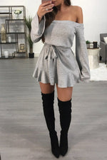 OEM Ladies Grey Off The Shoulder Dresses