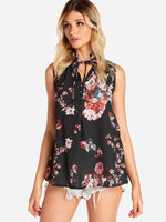 Wholesale V-Neck Floral Print Self-Tie Sleeveless Camis