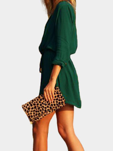 NEW FEELING Womens Green V-Neck Dresses