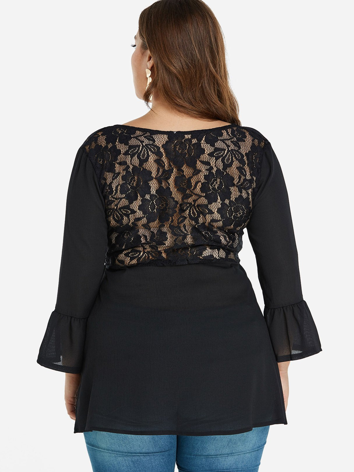 NEW FEELING Womens Black Plus Size Tops