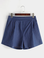 Wholesale Plain Side Pockets Blue Plus Size Bottoms