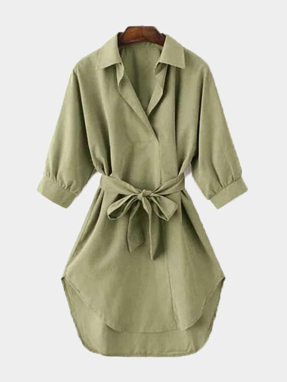 NEW FEELING Womens Khaki V-Neck Dresses