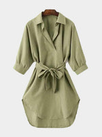 NEW FEELING Womens Khaki V-Neck Dresses