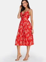 OEM Ladies Red Floral Dresses