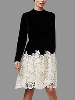Wholesale Black & White Long Sleeve Lace Dresses