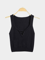 Wholesale Sleeveless V Neck Lace-Up Black Camis