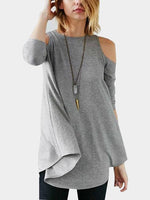 Wholesale Plain 3/4 Sleeve Irregular Hem Top