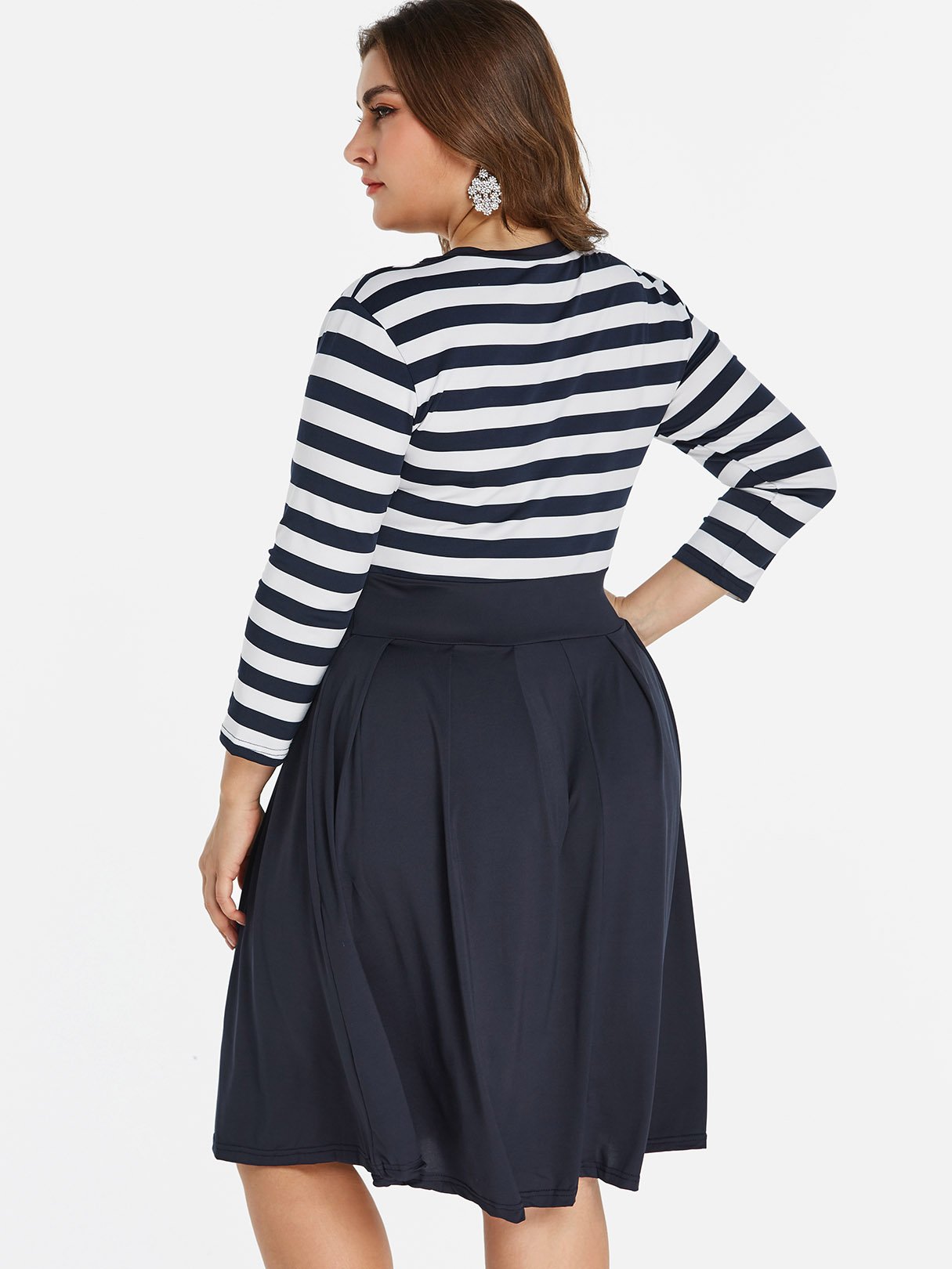 NEW FEELING Womens Striped Plus Size Dresses