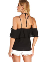NEW FEELING Womens Black Blouses