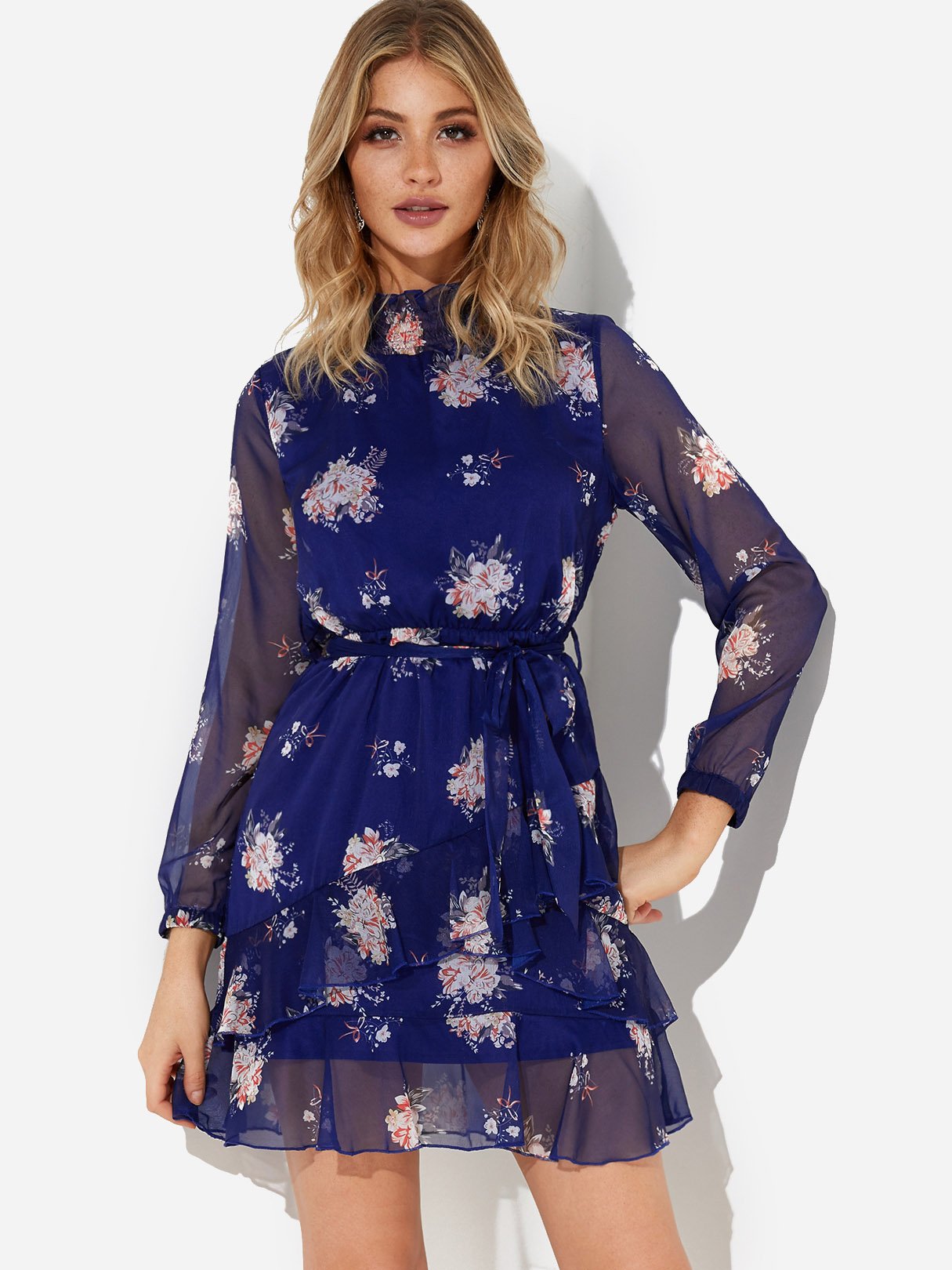 OEM Ladies Navy Floral Dresses